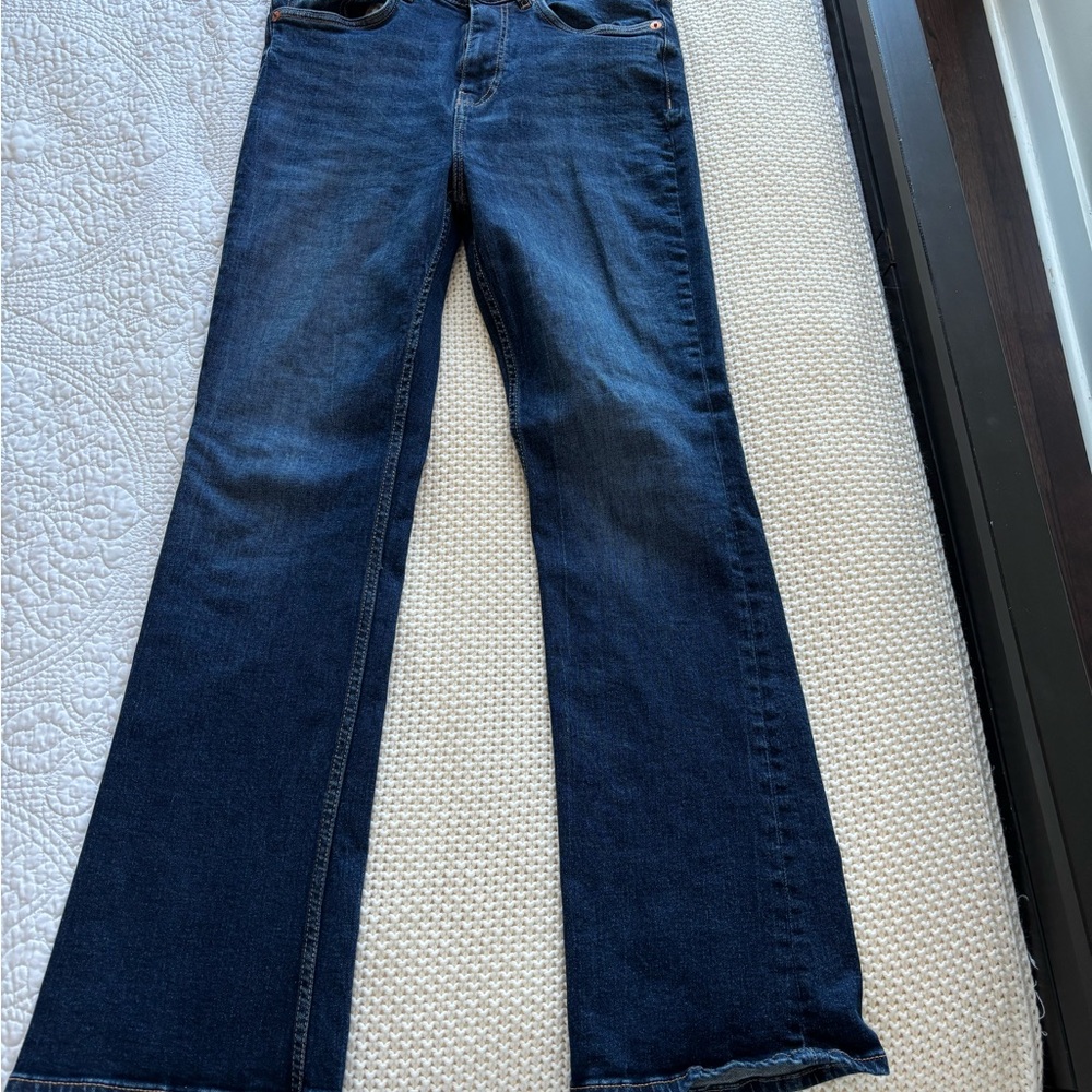 Zara Blue Flare Wide Leg Jeans